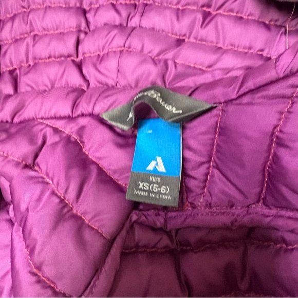 Eddie Bauer Girls XS Down Insulation Hooded Jacket Red Pink Warm Spring Winter - Picture 3 of 5
